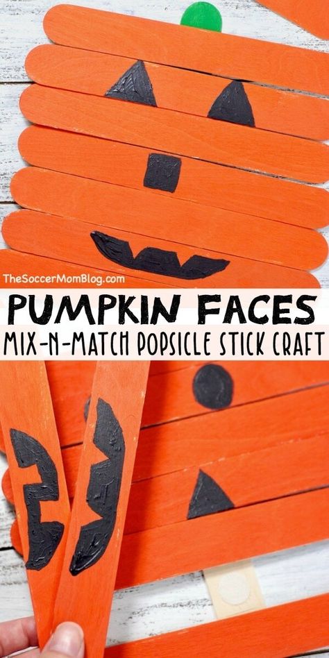 Kids will have a blast making lots of funny faces with this easy popsicle stick pumpkin craft for Halloween! Easy Pumpkin Faces, Funny Pumpkin Faces, Easy Halloween Craft, Do It Yourself Decoration, Pumpkin Craft, Spider Crafts, Face Painting Easy, Autumn Activities For Kids, Easy Halloween Crafts