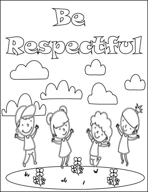 Responsibility Coloring Page, Respect Coloring Pages Free Printable, Respect Coloring Pages, Respect Worksheets For Kids, Manners Preschool, Respect Activities, Unique Learning System, Kids Printable Coloring Pages, Fun Coloring Pages