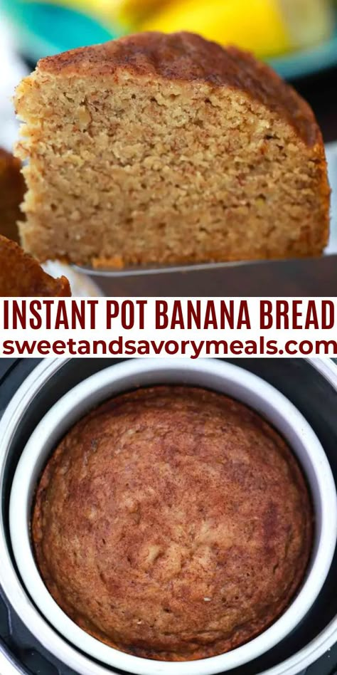 Instant Pot Banana Bread is incredibly rich and tender with delicious hints of cinnamon and nutmeg. Banana Bread Recipe Instant Pot, Breakfast Instant Pot Recipes, Bread Instant Pot, Instapot Vegan, Instant Pot Bread, Multicooker Recipes, Low Fat Banana Bread, Bread Sweet, Post Sleeve