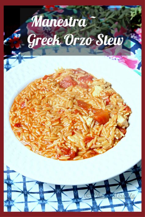 Manestra Recipe, Stew With Chicken, Leftover Roast Lamb, Lamb Meatballs Greek, Mint Yogurt Sauce, Greek Orzo, Greek Recipe, Stew Chicken, Greek Dinners