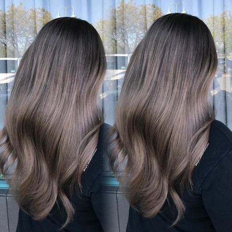 Guytang Mydentity, Mushroom Brown Color Melt, Ash Mushroom Brown Balayage, Light Mushroom Brown Hair Color, Mushroom Balayage On Dark Hair, Mushroom Balayage, Mushroom Brunette Hair, Mushroom Brown, Mushroom Brown Hair Color Balayage