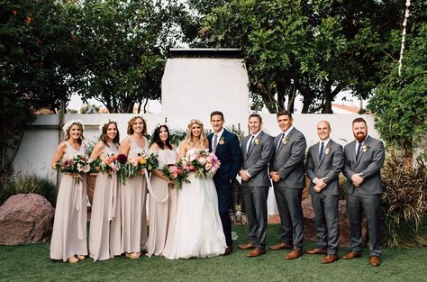 Tropical Boho Wedding Champagne And Gray Wedding, Taupe And Grey Wedding, Sage Bridesmaid Dresses With Black Groomsmen, Sage And Tan Groomsmen, Bridesmaid Groomsmen Color, Tan Groomsmen Suits With Olive Green Bridesmaids, Sage And Tan Bridal Party, Champagne And Grey Wedding, Champagne Wedding Party