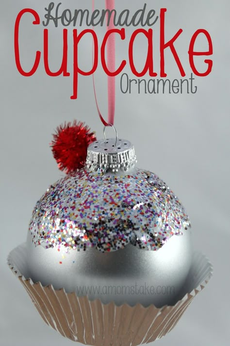 Homemade Cupcake Ornament Homemade Christmas Ornaments Diy, Cupcake Christmas, Cupcake Ornament, Homemade Cupcakes, Diy Christmas Ornament, Kids Christmas Ornaments, Homemade Ornaments, Homemade Beauty, Homemade Holiday