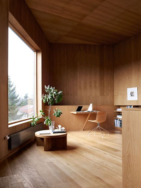 Villa Weinberg by Weinberg Architects and Friis and Moltke Danish Summer House, Summer House Design, Scandinavian Architecture, Wood And Concrete, In The Corner, The Desk, Wood Interiors, Aarhus, Scandinavian Home