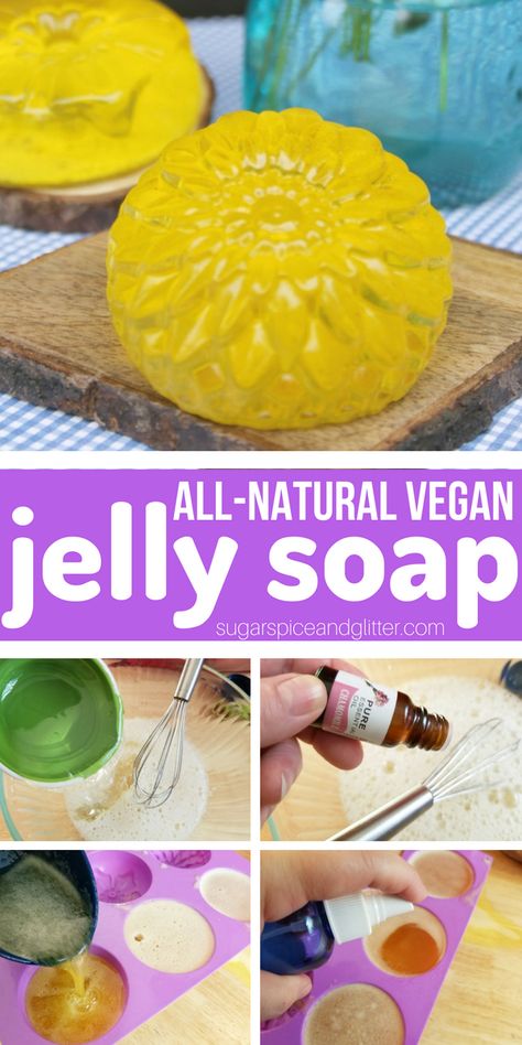 Homemade Glycerin Soap, Diy Jelly Soap Recipe, Soap Jelly, How To Make Jelly Soap, Vegan Soap Recipe, Clear Glycerin Soap Ideas, Diy Soap Jellies, Shower Jellies Diy, Bath Jellies