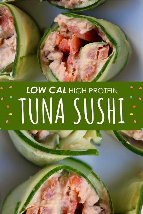 Tuna Cucumber Sushi, Cucumber Sushi Rolls Low Carb, Easy Cucumber Sushi Rolls, Low Carb Sushi Rolls, Cucumber Tuna Sushi Rolls, High Protein Sushi, Sushi Alternative, Riceless Sushi, Keto Sushi