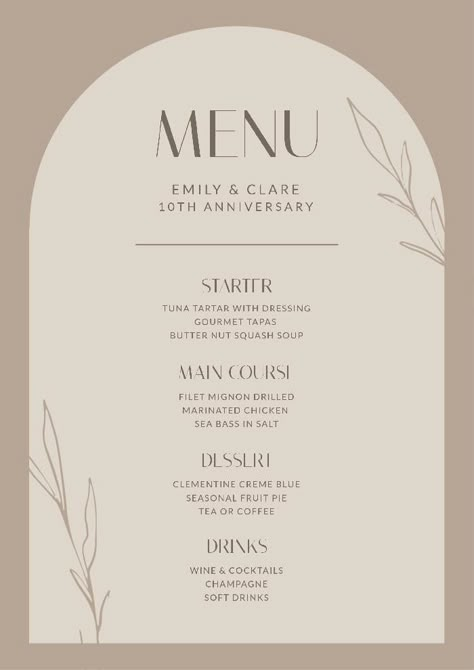 Elegant Anniversary Dinner Menu Appetizer Menu Design, Formal Dinner Menu Ideas, Birthday Dinner Menu Ideas Food, Small Menu Design, Cute Dinner Menu Design, Elegant Dinner Party Menu Ideas, Classy Menu Design, Three Course Menu Design, Wedding Dinner Menu Ideas