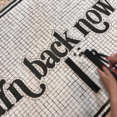 Mosaic Words, Laundry Backsplash, Mosaic Graphic Design, Mosaic Sign, Dental Design Interior, Custom Mosaic Tile, Floor Mosaic, Tile Mosaics, Dental Design