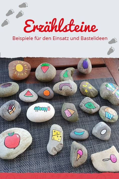 Die Erzählsteine sind im Kindergarten vielseitig einsetzbar und dienen nicht nur der Sprachförderung sondern auch dem Selbstbewusstsein der Kinder in der Kita. In unserem Blogbeitrag gibt es Ideen zum Basteln sowie Anleitungen wie die Erzählsteine eingesetzt werden können. Die Erzählsteine dienen als Vorlage zu Geschichten wie die Raupe Nimmersatt, zu Weihnachten, zu Ostern oder über Märchen. Impulse Kindergarten, Kindergarten Portfolio, Children's Rights, Memorial Stones, Star Children, Nature Crafts, Yarn Crafts, Diy Crafts For Kids, Diy For Kids