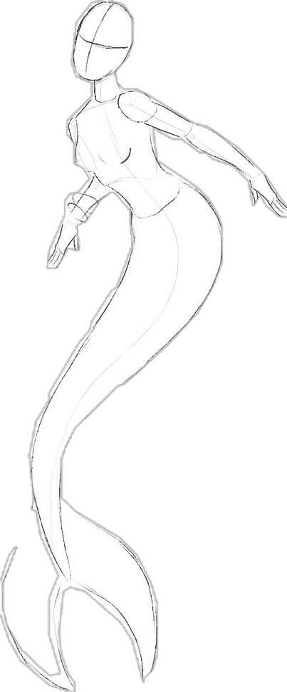 Drawing Poses Mermaid, Mermaids Drawing Reference, Hair In The Water Drawing, Body Base Step By Step, Simple Fantasy Sketches, Mermaid Proportions, Standing Oc Base, Mermaid Art Base, How To Draw A Siren