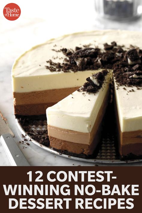 12 Contest-Winning No-Bake Dessert Recipes Prize Winning Cakes, Baking Contest Prize Ideas, Winning Desserts Contest, Quick Summer Desserts No Bake, Contest Winning Desserts, Baking Contest Winning Recipes, Prize Winning Desserts, Pie Contest Winning Pies, Bake Off Competition Ideas