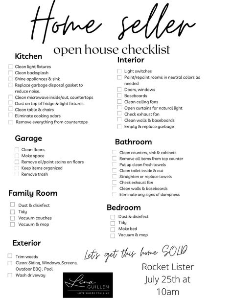 Realtor Transaction Checklist, On Top Of Fridge, Open House Checklist For Sellers, Getting House Ready To Sell Checklist, Open House Survey Real Estate, Home Inspection Checklist Buyer, Open House Checklist, Homeowner Checklist, Top Of Fridge