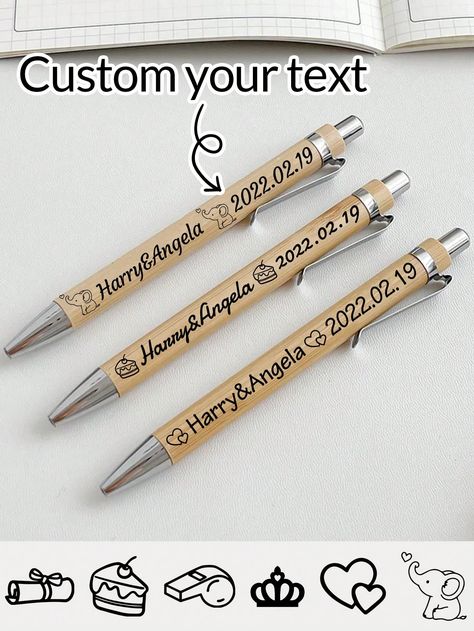 1-160Pcs Custom Engraved Pens Ballpoint, Customized Engraving Pen, Personalized Bamboo And Wood Ballpoint Pens, Customizable Nice Writing Pens, Ball Point Pens, 13.6cm/5.35in,     Wood     Writing & Correction Supplies, size features are:Bust: ,Length: ,Sleeve Length: Nice Writing, Engraving Pen, Wood Writing, Engraved Pens, Pilot Pens, Pen Set Gift, Gel Ink Pens, Cool Writing, Writing Pens