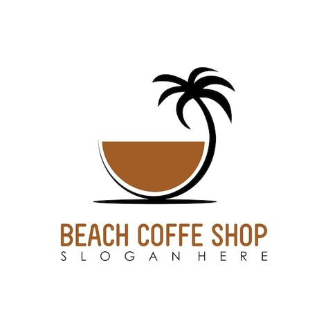 Beach coffee shop logo premium design | Premium Vector #Freepik #vector #coffee-sign #cup-logo #coffee-logo #cafe-design Beach Cafe Logo Design, Beach Coffee Bar, Beach Cafe Logo, Cup Logo Design, Beach Coffee Shop, Resort Logo Design, Cafe Logos, Pub Logo, Logo Cafe