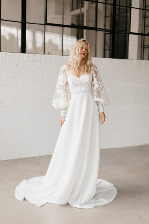 Tara Latour Bridal, Vintage Garden Wedding Dress, Bishop Sleeve Wedding Dress, Tara Latour, Women Overalls, Jean Baggy, Cute Overalls, Low Rise Jean, Streetwear Casual