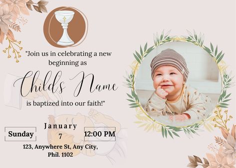 Aesthetic Baptismal Invitation Card Christening Invitation, Dedication And 1st Birthday Invitation, Invitation Card Design Christening, Unique Baptismal Invitation, Child Dedication Invitation Card Design, Lds Baptism Invitation, Baptismal Invitation Girl Layout, Baptism Invitations, Invitation Card Design