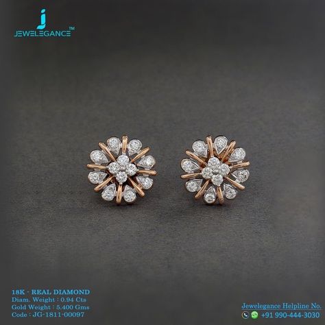 Real Diamond Earrings Studs, Earrings Gold Indian, Diamond Earrings Indian, Small Earrings Gold, Indian Diamond Jewellery, Real Diamond Earrings, Diamond Tops, Red Earrings Stud, Earring Styles