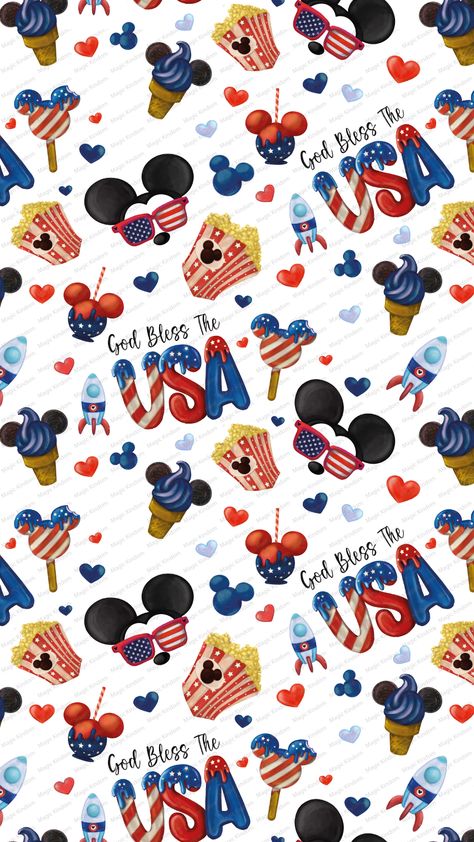 Disney Fourth Of July Wallpaper, Disney 4th Of July Wallpaper, Disney Digital Paper, Disney Fourth Of July, Disney 4th Of July, Paper Mouse, Seasonal Wallpaper, July Wallpaper, Magic Kingdom Shirt