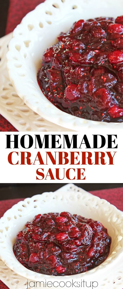 Homemade Cranberry Sauce from Jamie Cooks It Up! Try it this Thanksgiving, it is a lot easier than you might think and is fabulously delicious. Anniversary Meals, Paleo Cranberry Sauce, Dishes Recipe, Baking For Beginners, Homemade Cranberry Sauce, Recipe Thanksgiving, Christmas Sides, Christmas Side, Sides Dishes