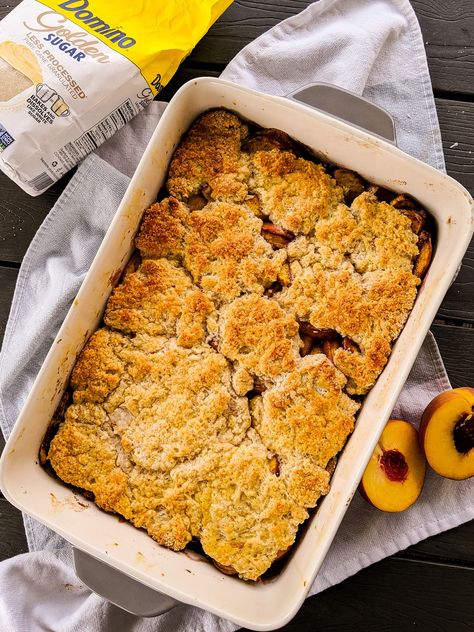 This is a post sponsored by Domino® Golden Sugar. All reviews and opinions expressed in this post are based on my personal view. Peach cobbler is the ultimate late-summer dessert.  When peaches are ripe and the farmers’ markets are filled with juicy peaches, peach cobbler is one of my favorite ways to enjoy this late... Read More The post Peach Cobbler appeared first on DwardCooks. Peach Cobbler Crust, Ww Treats, Healthy Peach Cobbler, Gluten Free Cobbler, Plum Cobbler, Gluten Free Peach Cobbler, Ww Snacks, Cobbler Crust, Fresh Peach Cobbler