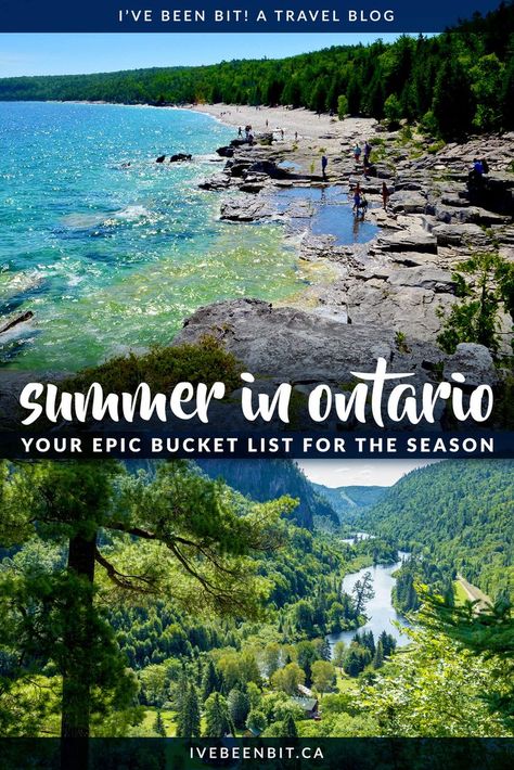 Summer time means getting outdoors and exploring! Unsure about where to go or what to do? This guide has all the top things to do in Ontario this summer. Take a look at this Ontario summer bucket list and plan some adventures! | #Travel #Canada #Ontario #Summer | IveBeenBit.ca Collingwood Ontario Summer, Summer Ontario, Summer Bucket List 2020, Summer In Canada, Ontario Summer, Summer Canada, Summer Bucket List For Teens, Ontario Road Trip, Canada Summer