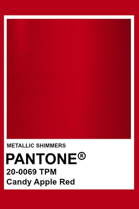 Candy Apple Red #Metallic #Pantone #Color Metallic Pantone, Red Pantone, Shades Of Red Color, Scarlet Color, Pantone Red, Apple Candy, Pantone Color Chart, Pantone Swatches, Pantone 2020