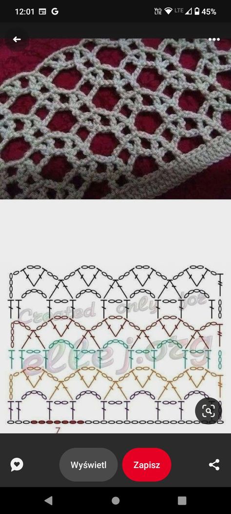 Pola Jaring, Crochet Stitches Chart, شال كروشيه, Crochet Stitches Diagram, Crochet Lace Edging, Crochet Braid, Crochet Lace Pattern, Sweater Crochet, Pola Sulam