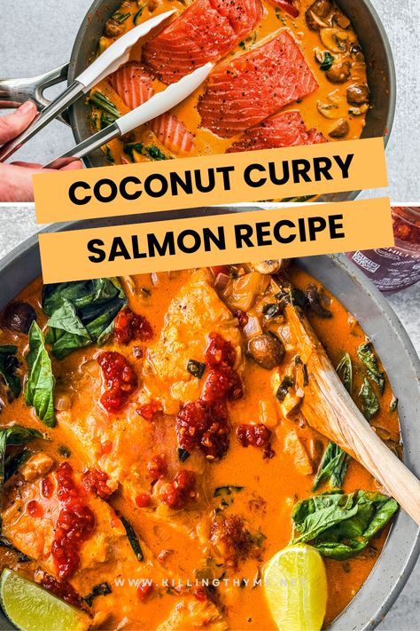 This creamy and delicious Curry Salmon with Coconut Milk is incredibly easy to make, and it’s ready in 30 minutes!  #salmonrecipe #salmon #coconutcurry #curryrecipe  #coconutmilk #salmon #easydinner #weeknightdinner Salmon Coconut Curry, Salmon Curry Recipes, Coconut Curry Salmon, Curry Slow Cooker, Slow Cooker Salmon, Curry Salmon, Kokanee Salmon, Fast Healthy Dinner, Salmon Curry