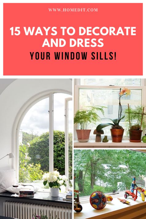 Unfortunately, too many times we forget the details of our house. Small nooks and crannies don’t get paid any attention to and parts of the home go bare. Window sills are one of those places. This is a shame since there are so many wonderful, adorable ways to decorate them!! Here are 15 ways you can decorate them. Window Shelf Decor Ideas, Office Window Sill Decor, Deep Windowsill Ideas, Deep Window Sill Ideas Living Room, Narrow Window Sill Decor, Deep Window Sill Ideas Bedroom, How To Decorate Window Sill, Living Room Window Sill Decor, Deep Window Sill Decor