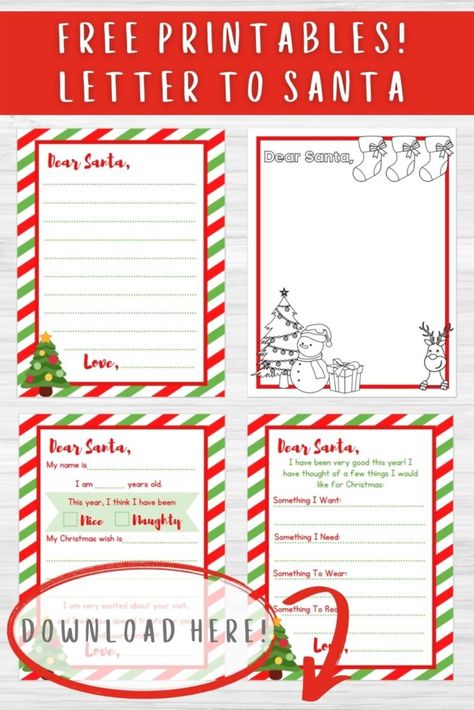 Free Santa Letter Template, Santa Letter Writing, Letter To Santa Template, Santa Notes, Free Letters From Santa, Christmas Letter Template, Napkin Folding Ideas, Santa Writing, Santa Claus Letter