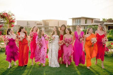 24 Spring bridesmaids dresses for 2024: The ultimate edit Bright Spring Bridesmaid Dresses, Bright Colorful Bridesmaid Dresses, Cabo Bridesmaid Dresses, Summer Wedding Colors Bright Bridesmaid Dresses, Bright Color Bridesmaid Dresses, Vibrant Bridesmaid Dresses, Orange And Pink Bridesmaid Dresses, Bright Pink Bridesmaids, Tropical Bridesmaid Dress