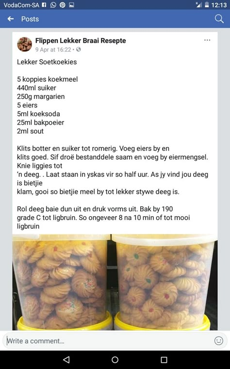 Soet Koekies Resep, Speserye Koekies Resep, Koekie Resepte, Maklike Soetkoekies Resep, Maklike Vinnige Koekies, Baking Swaps, 100 Cookies Recipe, Spritz Cookie Recipe, Butter Cookies Easy