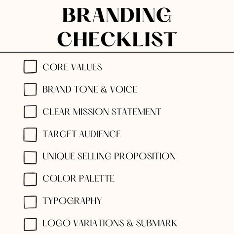 Creating Your Brand, Branding Checklist, Unique Selling Proposition, Small Business Advice, Mission Statement, Mind Map, Business Advice, Core Values, Typography Logo