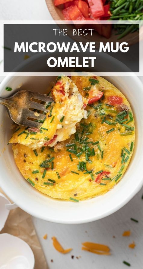 2 Minute Egg Omelet In A Mug, Microwave Mug Breakfast, Egg In A Cup Microwave, Mug Eggs Microwave, Omelette In A Mug Recipe, Healthy Microwave Recipes, Microwave Omelette, Microwave Foods, Microwave Omelet