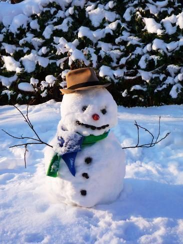 size: 24x18in Photographic Print: Snowman with Scarf and Hat in Winter Scene : Christmas Playing In Snow, Christmas Winter Photography, Snowman Astethic, Christmas And Winter Aesthetic, Winter Activities For Couples, Nastolgic Christmas, Winter Day Aesthetic, Winter Date Aesthetic, Winter Cottagecore Aesthetic