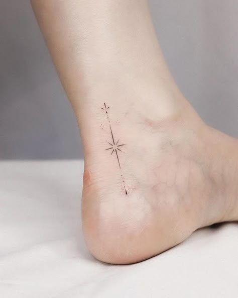 Back Of Ankle Tattoo, Cream Tattoo, Celestial Tattoo, Ankle Bracelet Tattoo, Ankle Tattoo Designs, Army Tattoos, Ankle Tattoos For Women, Anklet Tattoos, Star Tattoo Designs