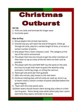 Christmas Games For Quilters, Outburst Game Printable, Cool Christmas Games, Christmas Themed Games For Adults, Christmas Outburst Game, Christmas Dares, Gift Exchange Games For Adults, Games For Christmas, Christmas Advent Ideas