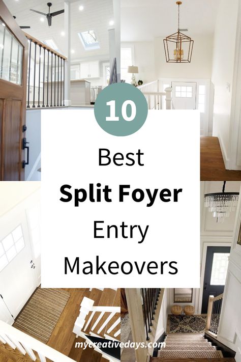 Transform your split foyer entry with the 10 Best Split Foyer Entry Makeovers. From practical tips to stylish ideas, create an inviting entrance for your home. Split Level Entryway Ideas Foyers, Entryway Ideas With Stairs Split Level, Stair Landing Entryway, Split Level Entryway Chandelier, Split Level Downstairs Living Room, Split Ranch Entryway Ideas, Split Level Entryway Coat Rack, Decorate Split Level Entry, Pony Wall Entryway Entrance