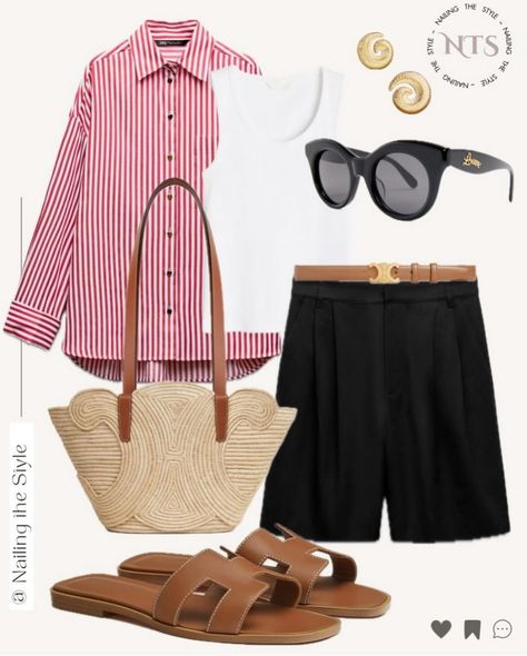 Red And White Striped Shirt Outfit, Red Striped Shirt Outfit, White Striped Shirt Outfit, White Tshirt Outfit, Outfits With Striped Shirts, Shirt Outfit Summer, Red And White Shirt, Fashion Infographic, Jean Fashion