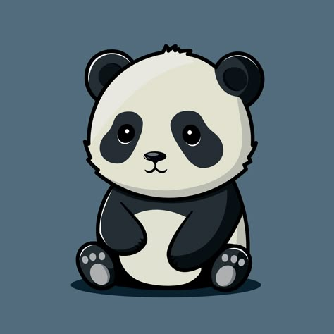 Panda Vector Illustration, Panda Character Design, Panda Reference, Panda Drawing Easy, Panel Drawing, Panda Sketch, Animals Animated, Panda Sitting, Panda Vector