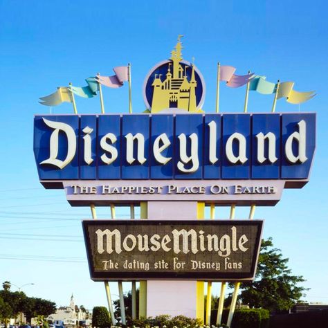 MouseMingle - the Dating Site for Disney fans (and Star Wars, and Pixar, and Marvel fans too!)    #dating #Disney #StarWars #Pixar #Marvel #HappiestPlaceOnEarth #DisneyLove #love Disneyland Sign, Disneyland Vintage, Walter Elias Disney, Sleeping Beauty Castle, Disney Posters, Space Mountain, Disney Magic Kingdom, Fireworks Show, Journal Vintage