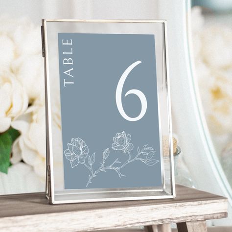 Table Numbers Blue, Blue Magnolia, Classical Wedding, Floral Wedding Table, Blue Wedding Centerpieces, Acrylic Table Numbers, Winter Wedding Bouquet, Acrylic Table Number, Dusty Blue Weddings