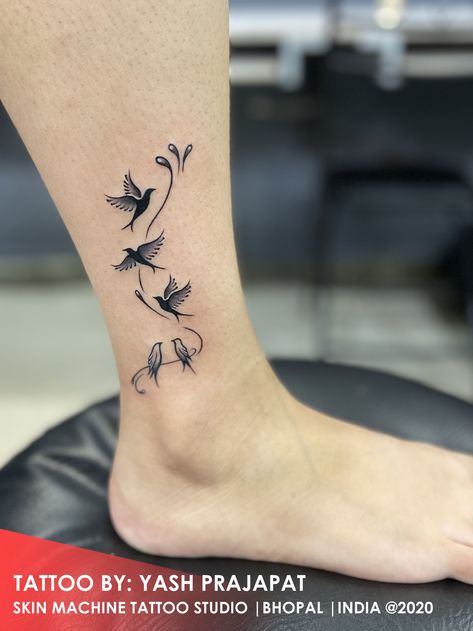 Birds tattoo #tattoo #ink #art #idea #design #bird Birds Tattoos For Women, Bird Tattoos For Women Arm, Tattoo In Leg, Bird Ankle Tattoo, Bird Tattoos For Women, Freedom Tattoos, Bird Tattoo Wrist, Ankle Tattoos For Women, Foot Tattoos For Women