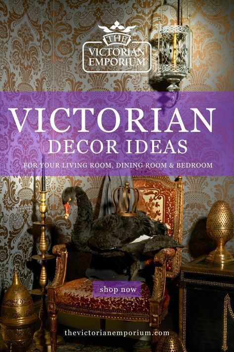 Victorian decor products you will need to make your period home beautiful. Once you have completed your period renovation, you'll love our Victorian style ornaments to add some finishing touches to your tables and sideboards. Victorian Dresser Decor, Victoria Style Bedroom, Victorian Era Home Decor, Victorian Wallpaper Bedroom, Victorian Bohemian Decor Living Room, Victorian Inspired Decor, Victorian Gothic Garden, Simple Victorian Bedroom, Victorian Decorating Ideas Vintage