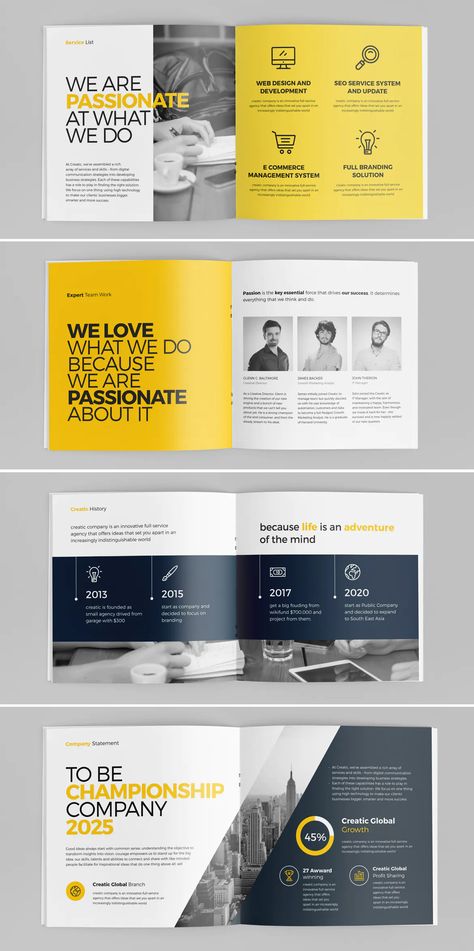 Brochure Booklet Design Layout, Corporate Booklet Design Layout, Brochure Design 4 Pages, Business Brochure Template, Square Page Layout Design, Brochure For Business, Square Booklet Design Layout, 2 Page Brochure Design, Broshor Design Graphics