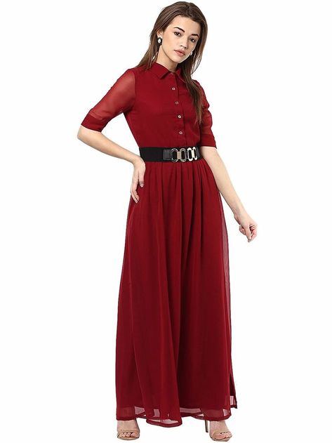 Outfit ideas Everyday outfits Outfits ideas Cute casual outfits Basic outfits Outfits ideas for girls denim outfits top outfits college outfits party outfits shopping outfits travelling outfits New Western Dresses, Long Western Dresses, Long Tops For Women, Dresses With Belts, Maroon Maxi Dress, Western Dresses For Women, Long Maxi Dresses, Solid Maxi Dress, Maxi Dresses For Women