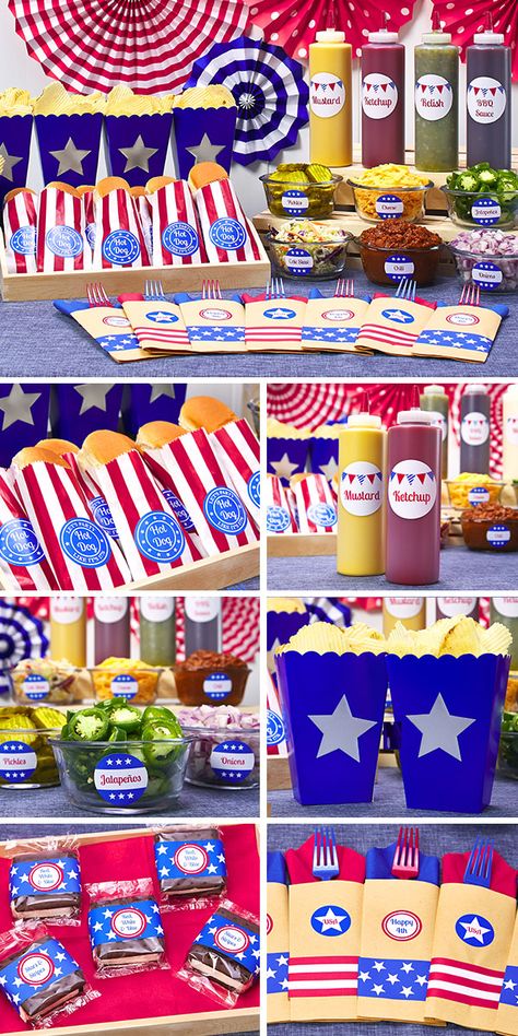 American Table Decorations, American Themed Dinner Party, America Party Food, Welcome To America Party, American Themed Party Food, Usa Party Theme, American Themed Party, 4th Decorations, July 4th Party