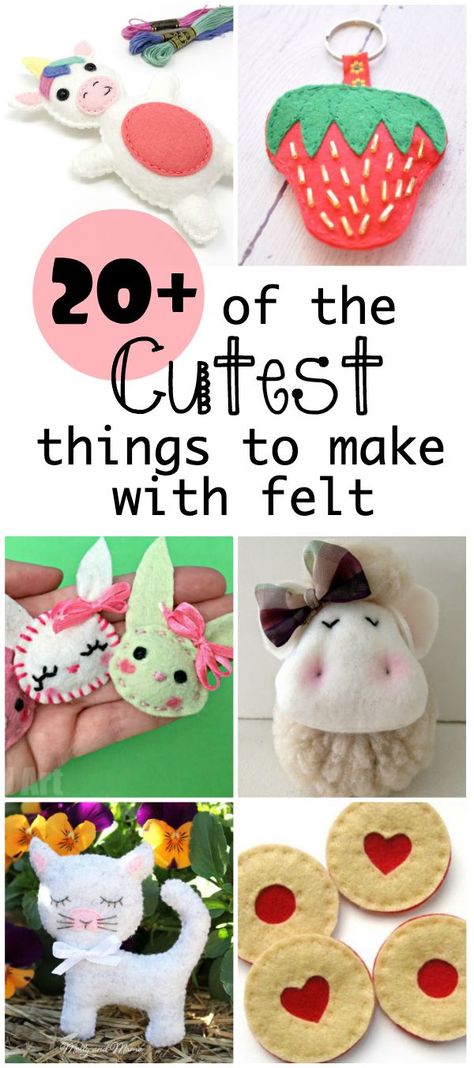 20+ of the cutest things to make with felt — Sum of their Stories Felt Toys To Make, Free Pattern Felt Animals, Felt Animal Patterns Free Templates Stuffed Toys, Small Felt Crafts, Felt Keyring Ideas Free Pattern, Kids Felt Sewing Projects, Hand Sewn Felt Projects, Mini Felt Animals Free Pattern, Felt Hand Sewing Projects