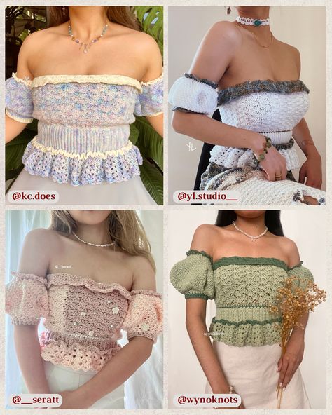 Coquette Top, Sport Weight Yarn, Puffy Sleeves, Off Shoulder Tops, Tube Top, No Frills, Pdf Pattern, Off Shoulder, Crochet