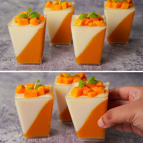 Yummy Recipes - Mango Panna Cotta Recipe | Easy No Bake Dessert Recipe Mango Panacotta Recipe Easy, Mango Panacotta Recipe, Mango Panacotta, Mango Panna Cotta Recipe, Recipes Mango, Mango Panna Cotta, Recipe Mango, Panna Cotta Recipe, Easy No Bake